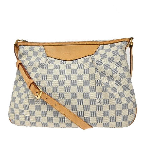 Louis Vuitton Handbags - LOUIS VUITTON Siracusa MM Shoulder Bag Damier Azur Leather White